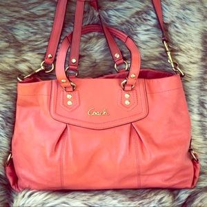 Coach Ashley Coral Carryall Purse Like New